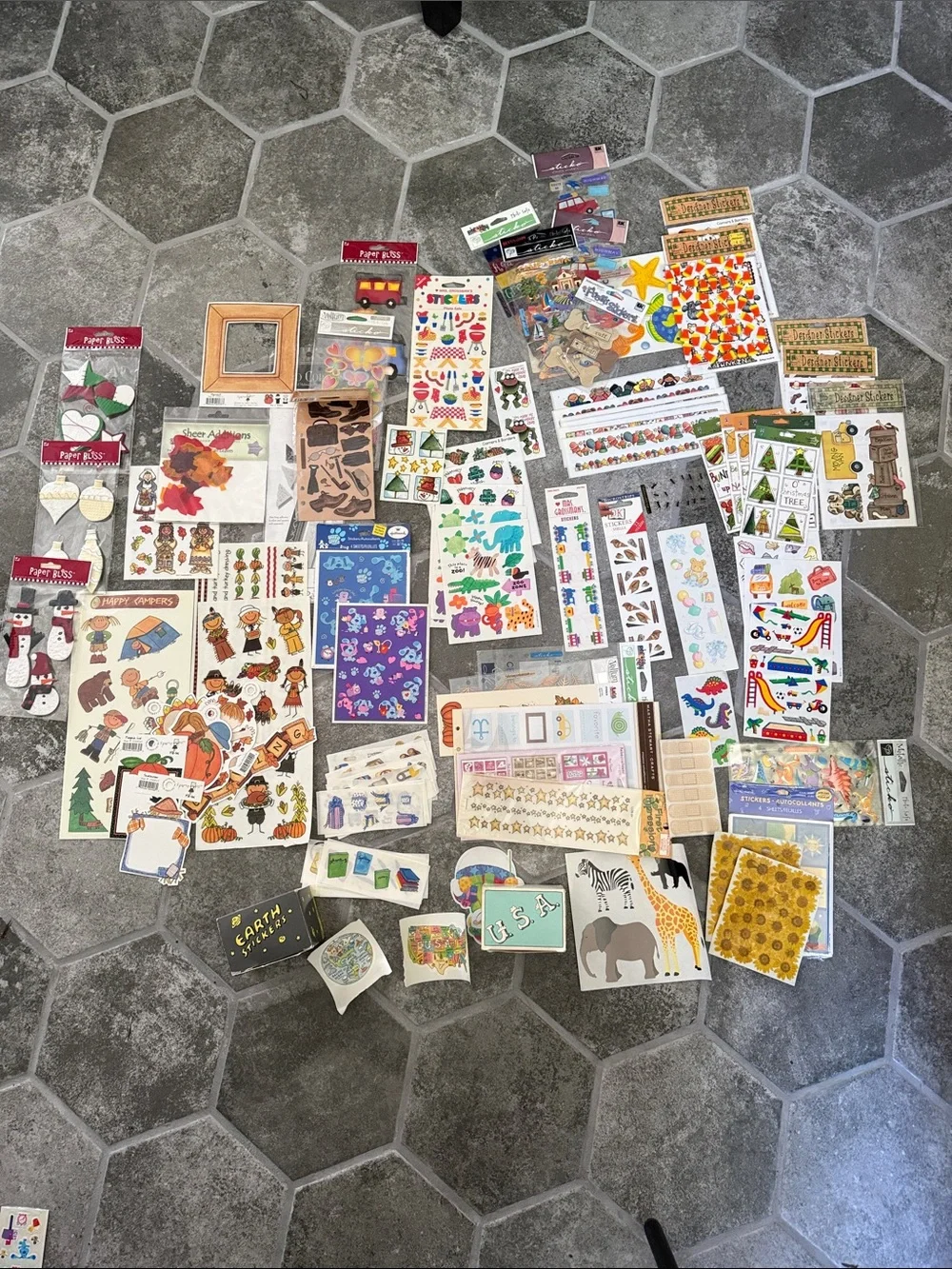 HUGE 90+ Lot Assorted Sticker Sheets and Packs -Dinos, Zoo, Blue's Clues, Ocean